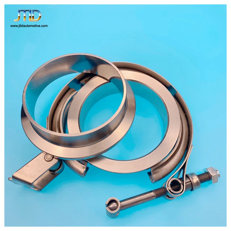 JTLD 4.5 Inch Quick Release V Band Clamp with Male and Female Flanges Stainless Steel Pipe Strap
