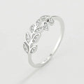Pure 925 Sterling Silver Europe Fashion Hot CZ Zircon Olive Leaf Shaped Finger Rings for Women Jewelry
