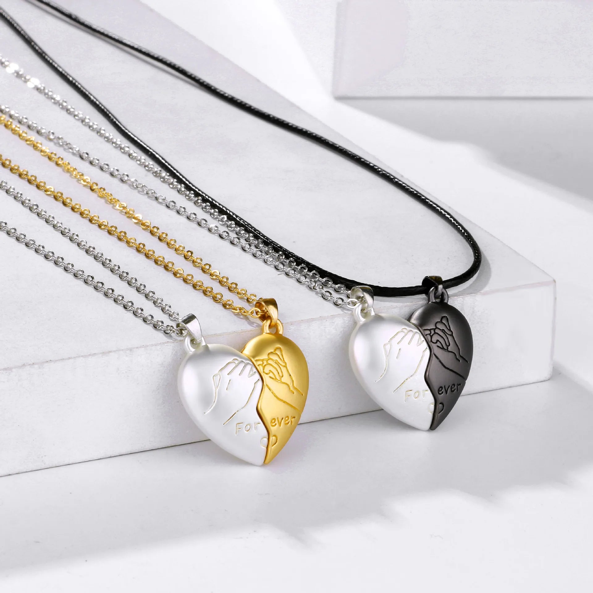 Minimalist Valentine's Day Gift Necklace Love Forever Hook Heart Pendant Necklace Magnetic Couple Necklace Heart
