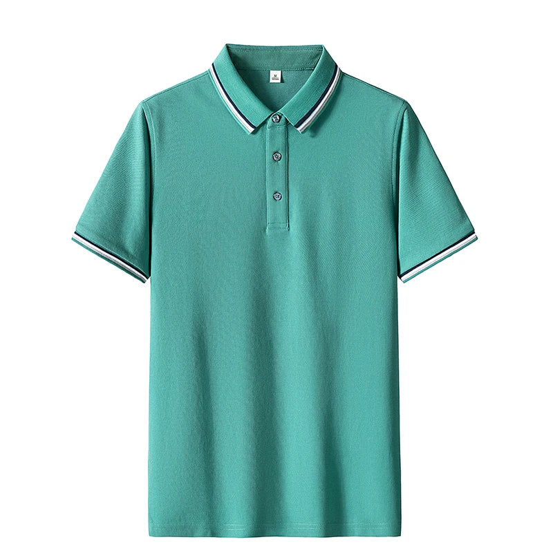 2pcs Start Wholesale Heavy Fashion Shirt Collar Polo New Short Sleeve Mesh Pique Quick Drying Men's and Women's Golf Polo Shirt