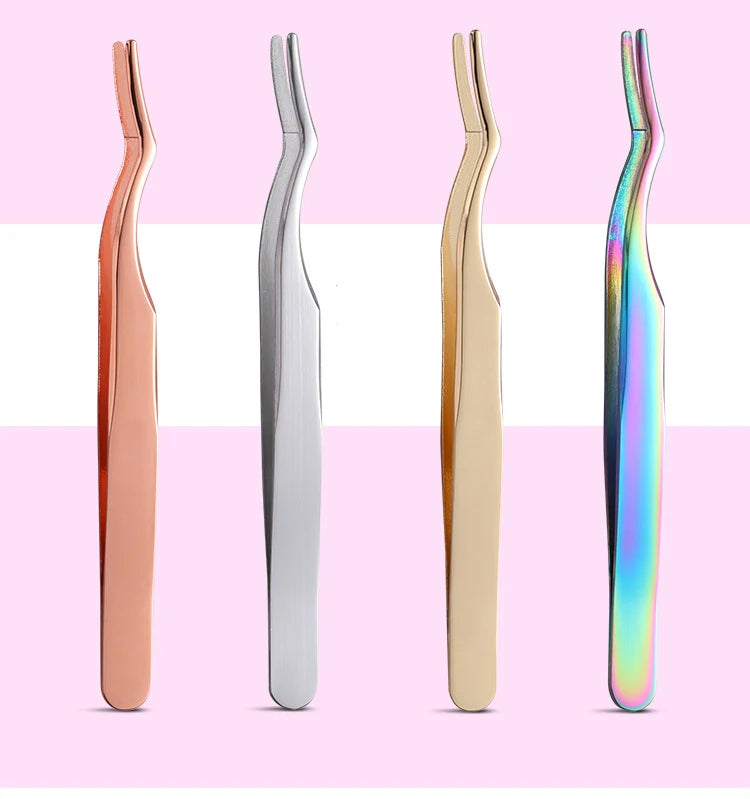 Custom logo Eyelash Applicator False Lash Tweezer Private Label Eyelash Tweezers