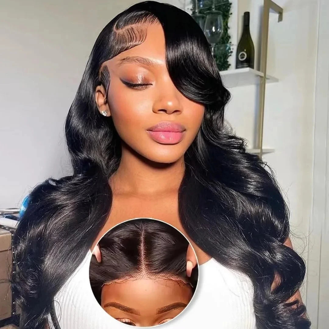 Glueless Wigs Human Hair 6x4 Transparent Lace Front Closure Wig Ready to Go Natural Human Hair Wigs for Black Women