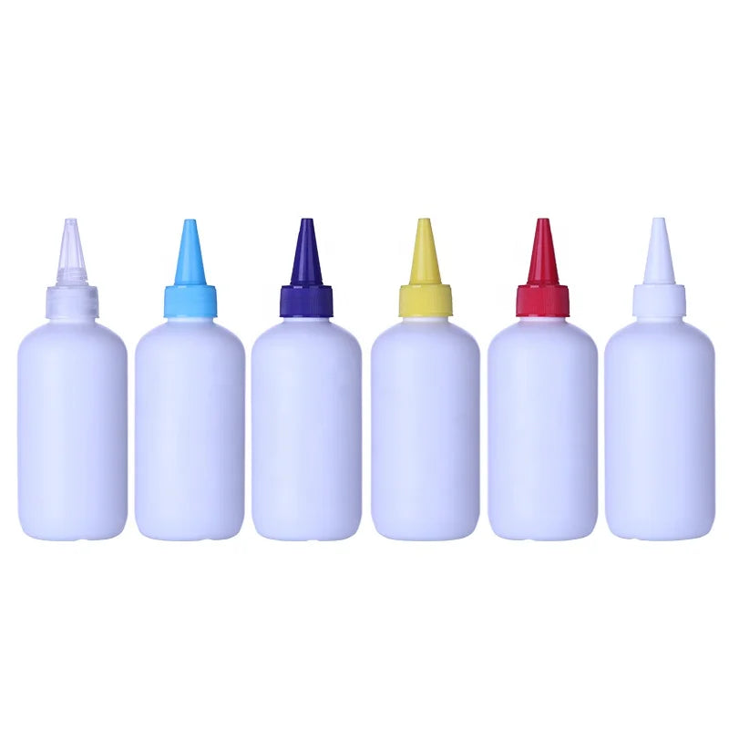 HDPE Plastic Bottle With Yorker Dropper Spout Cap Empty White Round Cosmetic Packaging Container 120 150 200 250 380 500ml