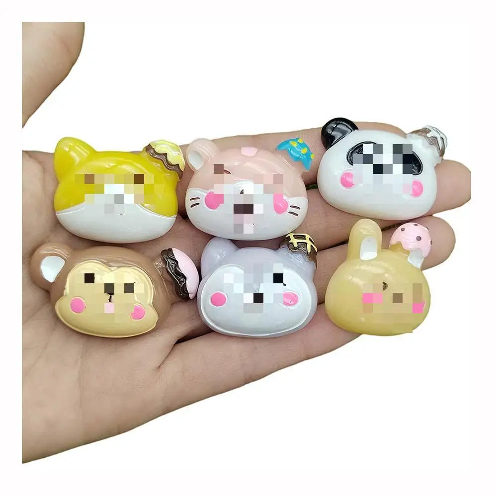 Cute Animal Heads Resin Flatback Charms Panda Fox Rabbit Monkey Cabochon for Ring Hair Clips Ornament