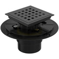 High Quality 4 Inch Square Shower Drain with Quadrato Pattern Grate Cover 304 Stainless Steel Matte Black Bathroom Floor Drain