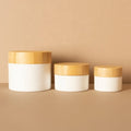 Natural 100/150/200/250ml for Clear Plastic PE Round Bottles with Bamboo  Cap for Lotion Conditioner Shampoo PP Material