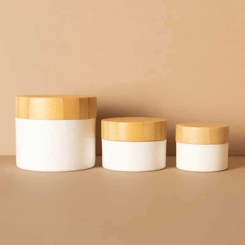 Natural 100/150/200/250ml for Clear Plastic PE Round Bottles with Bamboo  Cap for Lotion Conditioner Shampoo PP Material