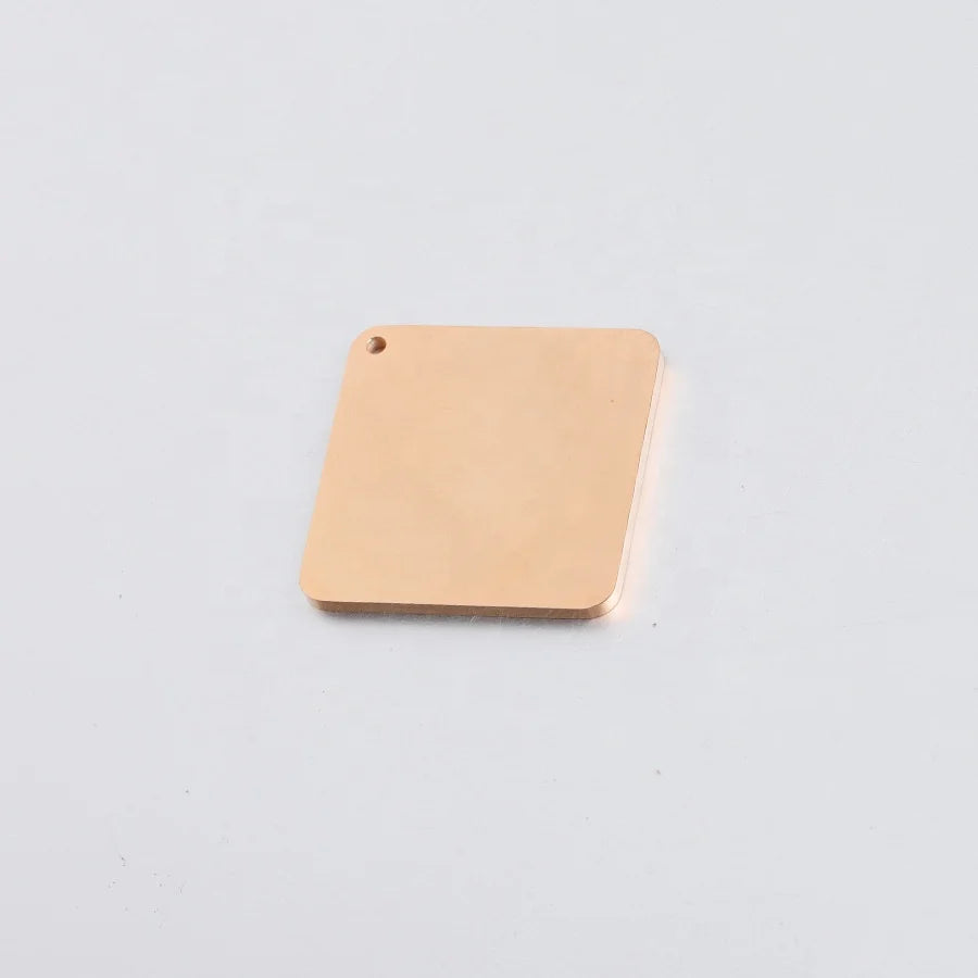 Tarnish Free Logo Personalized Pendants 30mm Stainless Steel Blank Square Pendant for Key Chain Charms