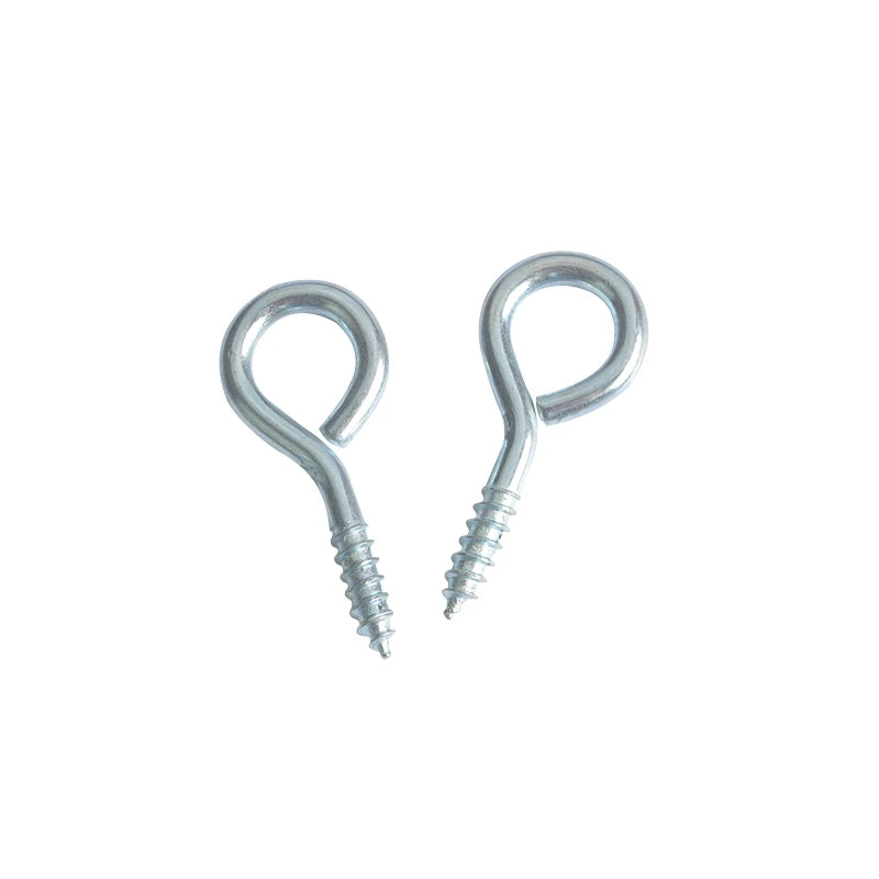 Zinc Plated Steel Flat Head Eye Screw Hook 25mm M6 Metric Thread Heavy Duty Fastener Hardware for Picture Frame