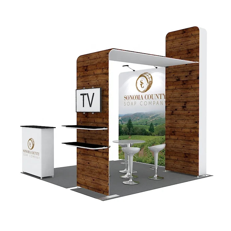 10x10ft Portable Exhibition Aluminum Tool Free Tension Fabric Shelf Display Trade Show Booth