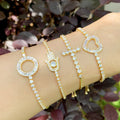 Personality Crystal Peach Heart  Bracelet Fashion Creative Full Diamond Geometric  Bracelet