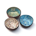 Vietnam Hand Made Color Pattern Bowl High End Round Natural Coconut Shell Bowl Set for Salad Fruit Food