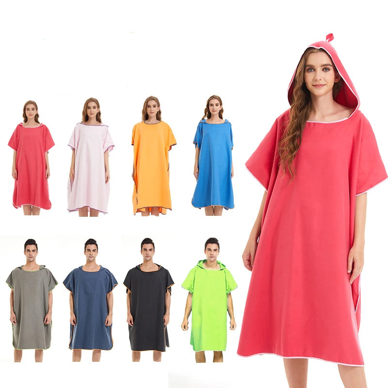 Hot Selling 200GSM Microfiber Hooded Surf Poncho Quick Dry Adults Changing Robe Custom Logo Disposable Beach Towel for Sports