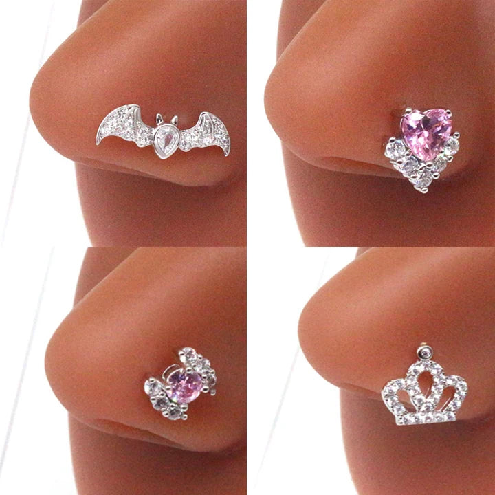 Gaby Stainless Steel Nose Studs Silver Plated Surgical Body Piercing Jewelry for Women's Gift Occasions Wholesale