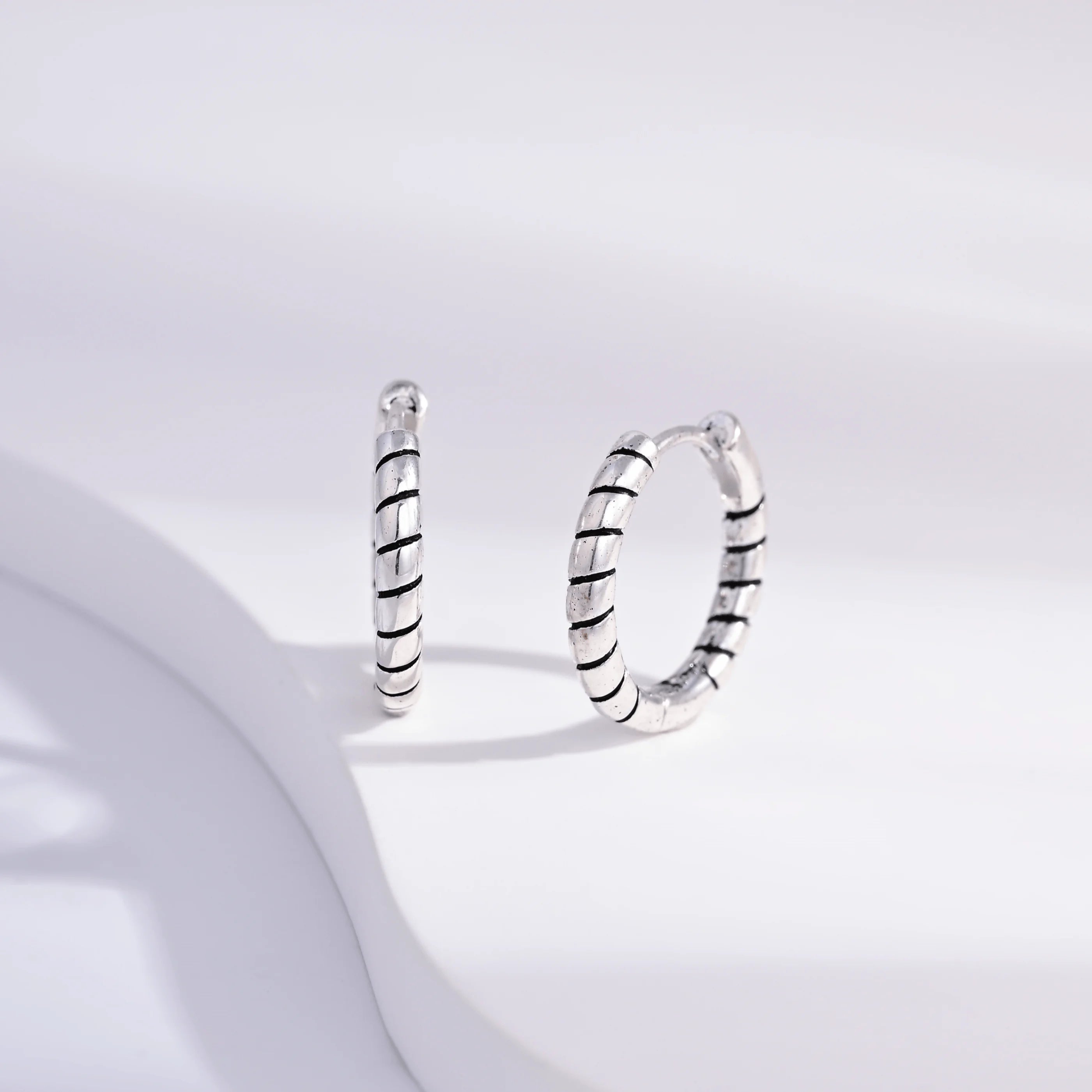 Wholesale Earrings Jewelry Round Spiral Pattern Huggie 925 Sterling Silver Fine Jewelry Earrings