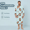 Print on Demand Men Loose V Neck Long Sleeve Nightgown Pajamas Comfy Sleepwear Homewear Casual Long Nightdress for Men