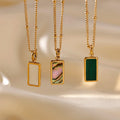 Hot Sale Summer Jewelry Ladies 18K Gold Stainless Steel Chain Seashell Malachite Gemstone and Shell Pendant Necklace for Women