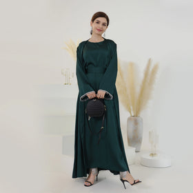 Mexizo Hot Selling Plus Size Ramadan Eid Abaya for Women Dubai Inspired Islamic Clothing with Satin Crystals Open Front Design