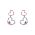 Fashion Hot Sale Fine Jewelry Love Earrings 925 Sterling Silver Pink Enamel Heart Dangle Earrings for Jewelry Gifts