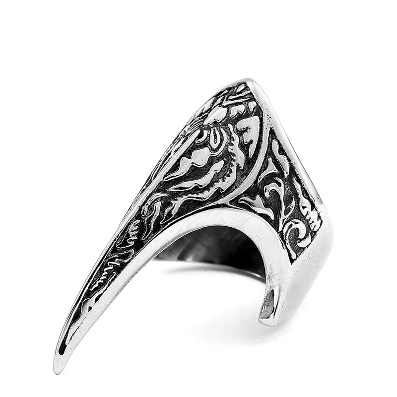 SS8-296R 316L Stainless Steel Ring Vintage Raven Punk Amulet Ring Men Stainless Steel Vintage Eagle Beak Ring