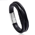 Wholesale Handmade Men's Fashion Cuff Bracelet Simple Braided Leather with Magnetic Clasp for Men