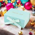 Custom Logo Square Magnetic Rigid Cardboard Wedding Favor Portable Folding Makeup Cosmetic Gift Paper Box with Bow Ribbon