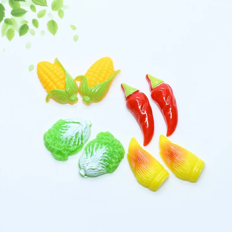 Resin Red Chili Cabage Corn Flat Back Resin Charms Cabochons for Slime Handmade DIY Mobile Phone Kids Hair Craft Decor