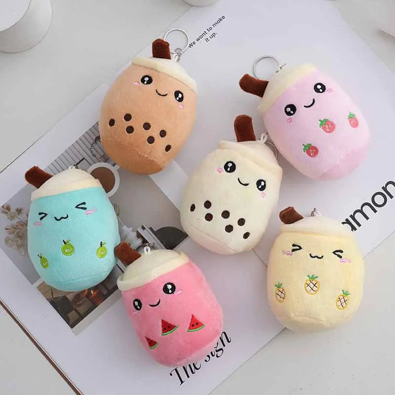 Creative Mini Pendant Gifts Soft Stuffed Plush Kawaii Cute 3D Bubble Tea Keychain