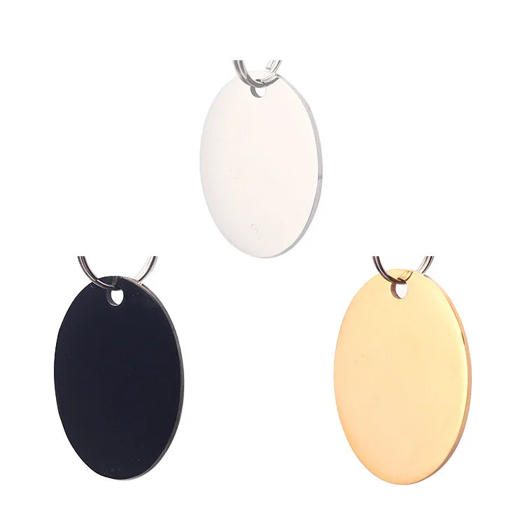 Stainless Steel Oval Tag Blank Glossy Engraved Anti-lost Pet ID Card Fashion Jewelry Pendant Cat and Dog Collar Accessories