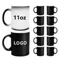 Custom Logo Color Changing Cups 12pcs 11oz Black Sublimation Blank Cup Magic Color Changing Ceramic Coffee Mug