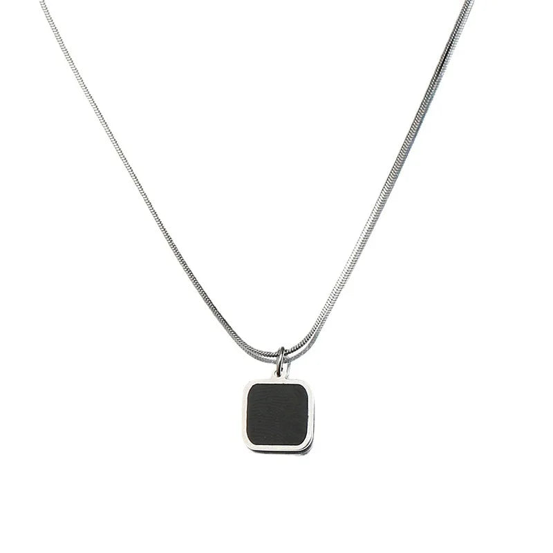 Minimalist Style Black Square Necklace Hip Hop Niche Design High Sense of Pendant