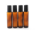 Thick UV Protection Smooth Steel Ball 1ml 3ml 5ml 10ml 15ml Essential Oil Perfume Amber Roller on Glass Bottle With Black Cap