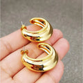 New Antique Luxury Brass Rhodium Plated Gold Plated Chunky Wide Hoop Earrings Half Circle Large Gift