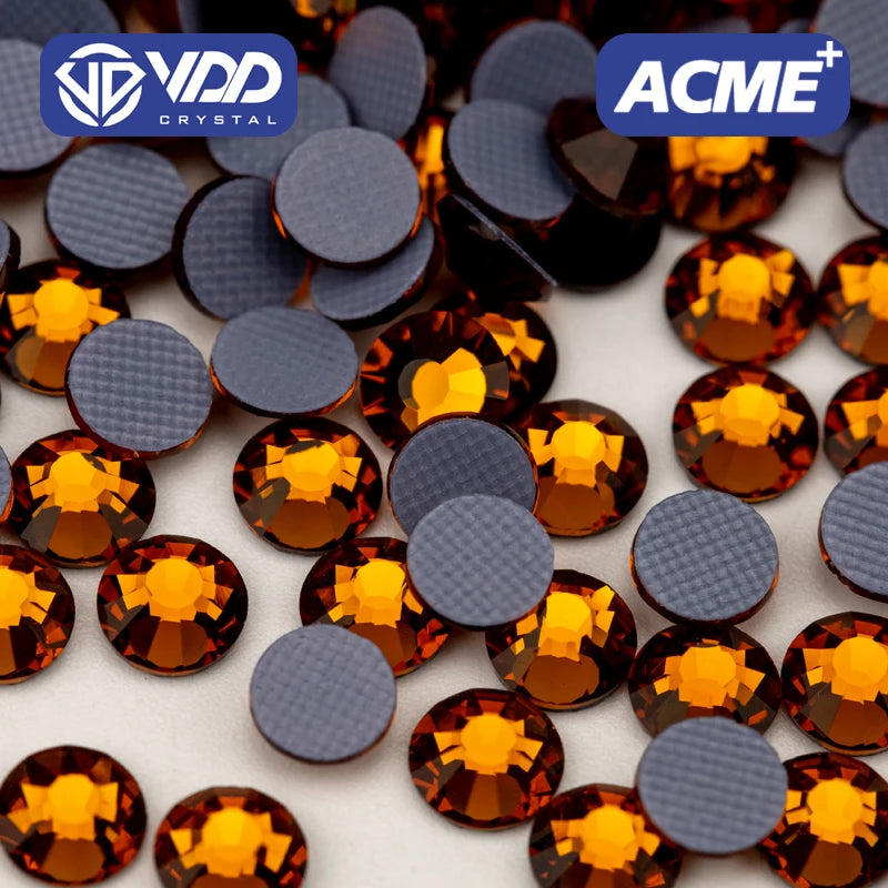 VDD 009 Coffee ACME Top Quality Hot-Fix Glass Rhinestones Crystal Flatback Glitter Stones Garment Decoration Wedding Dress