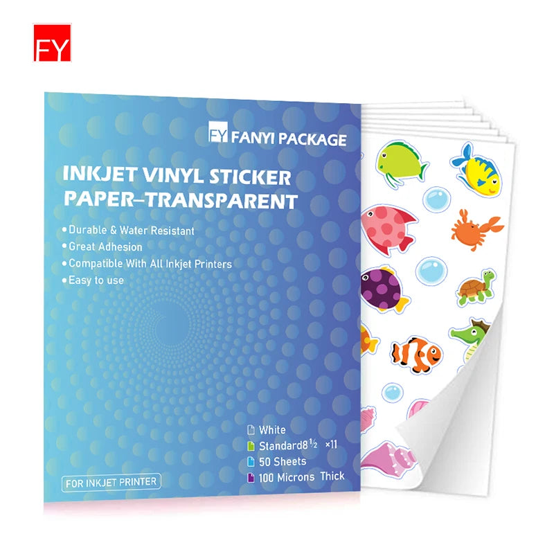 Wholesale Sticker Paper Strong Adhesive Transparent Inkjet Printer Sticker Sheet Vinyl Transparent Inkjet Printer Sticker Vinyl