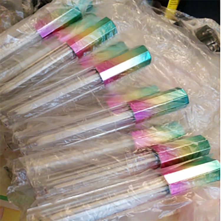 Custom Logo Printed 3ml Clear Crystal Bling Holographic Lip Gloss Container Big Brush Applicator Plastic Lip Oil Tubes