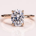 Redleaf Solid Gold 9K 10K 14K 18K Engagement Ring with D VVS Moissanite Elegant Solitaire Oval Design