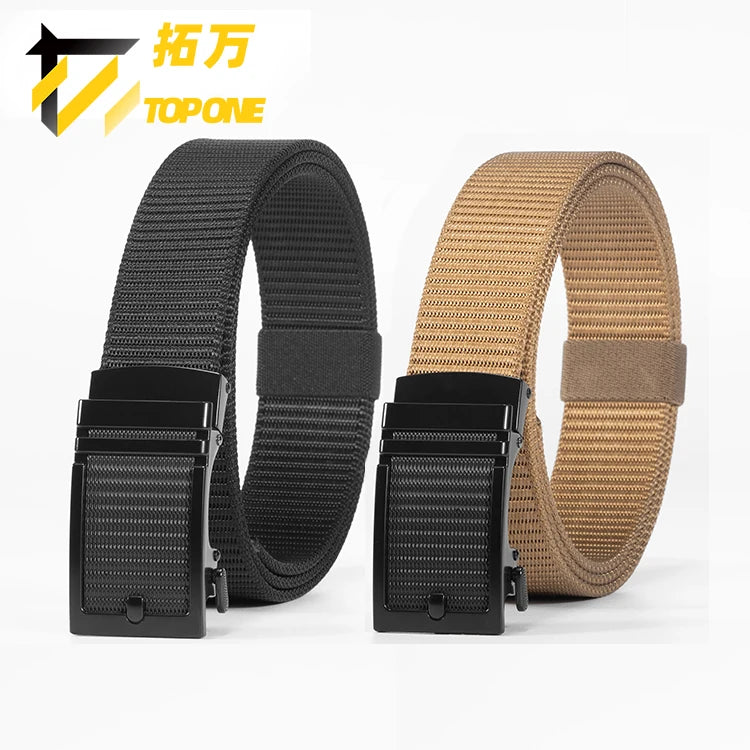 Hot Selling Men's Casual Business & Leisure Nylon Ratchet Belt Custom Logo Adjustable for Golf Outdoor Activities New Wholesale