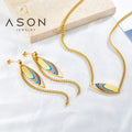 Ason New Fashion 2023 Stainless Steel Jewelry Set Wholesale Leaf Shape Necklace Earrings Jewelry Set for Women