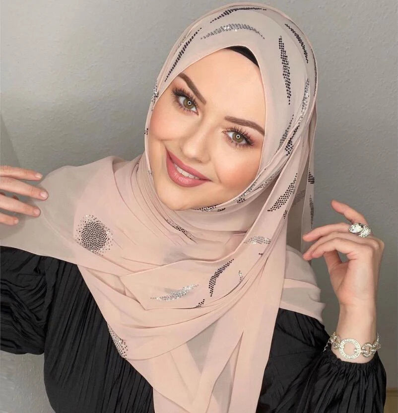 Diamond Hijabs for Women Plain Chiffon Premium Headscarf Scarves Muslim Hijab Turban Shawls Supplier