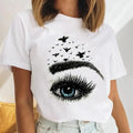 Custom Logo Ladies Eyelash Clothing Short Sleeve T Shirt Print T Shirt Printed Cartoon Graphic Casual Cheap Plus Size T Shirt