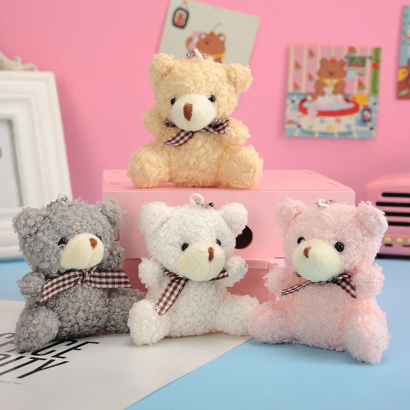 Promotion Cute Cartoon Mini Teddy Bear Keychains Plush Stuffed Animal Toys Backpack Charm Kawaii Plushie Bear Keychain for Gifts