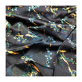 22M/M Glossy Black Floral Design Satin Fabric 100% Silk Custom Printed for Garment Use for Costumes