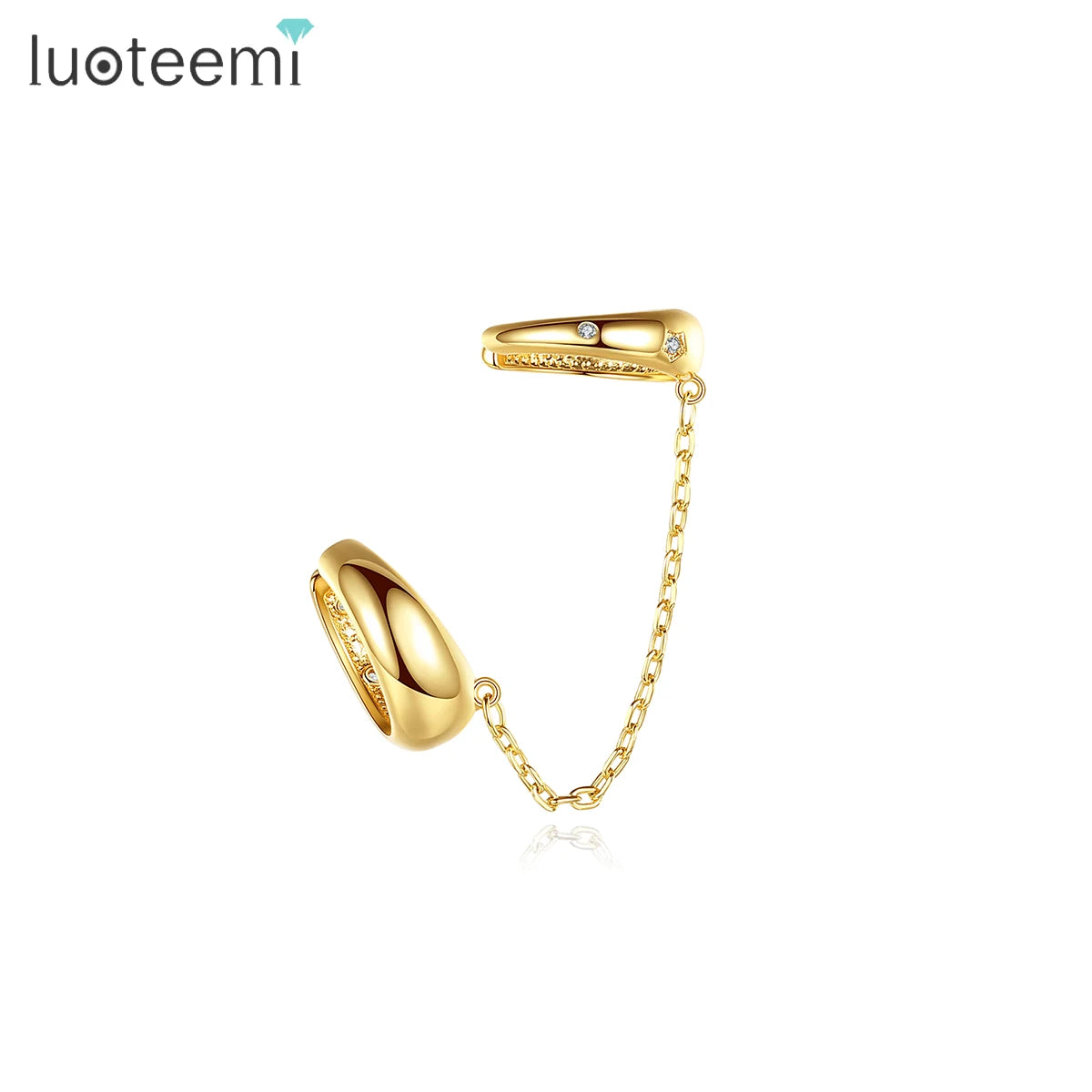 LUOTEEMI Ear Clip Korean Gold Woman Modern Hoop Simple Earing New Clip on Latest Fashion Earring