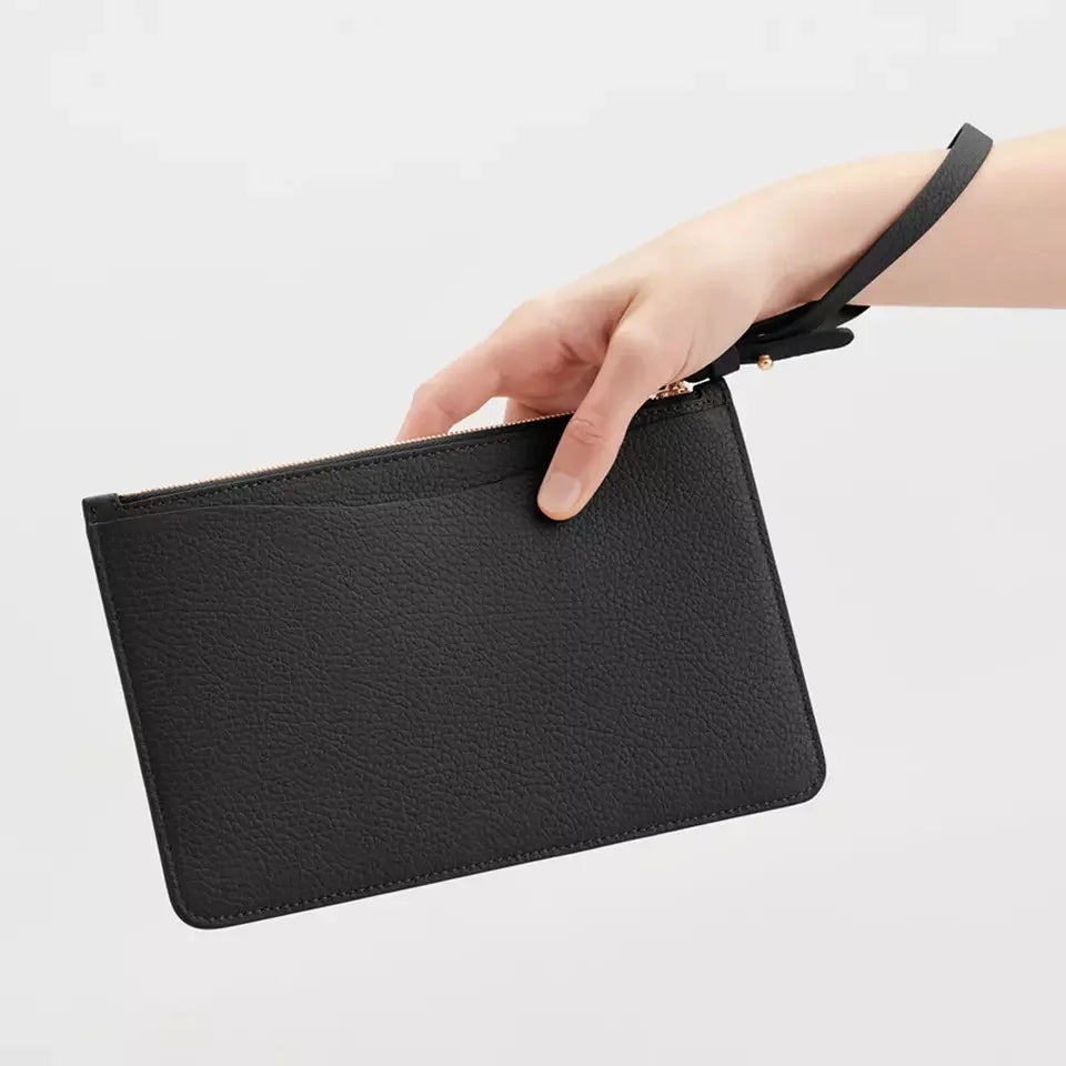 Custom Genuine Leather Clutch Bag Handbag Fashion Design Women Leather Clutch Wallet with Soft Handle