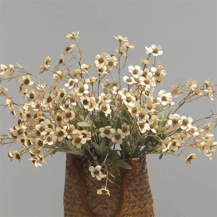 Hot Selling 15-Head Artificial Silk Plum Blossom Flowers Vintage Floral Autumn Colors Easter Wedding Home Decor Stems Included