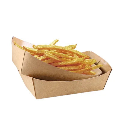 Tray Boat Disposable Greaseproof Kraft Paper Fast Food Snack Tray Biodegradable Paper Boat