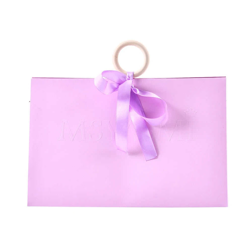 Creative Luxury Gift Paper Bags With Ribbon Pink Embossed Gift Bag Cardboard Box Small Shopping Pink Marble Paper Bag