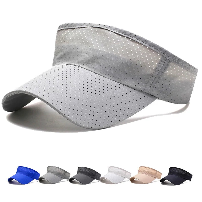 Breathable Holes Anti UV Empty Top Beach Visor Hats Custom Logo Printing Outdoor Sports Running Quick Dry Caps