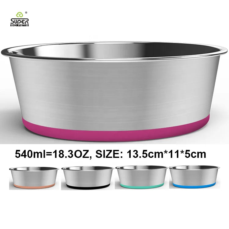 Super Design Deep Dog Bowls Stainless Steel Silicone Bottom Anti-Slip  Dog Bowl Wholesale for Food Water